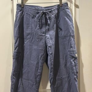 L.L. Bean Flannel Plaid lined Favorite Fit Cargo Safari Straight Leg pants 8